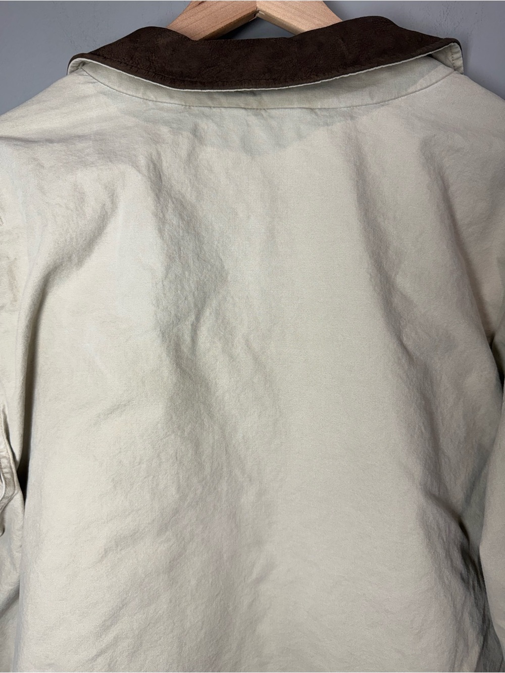 L.L.Bean Chore Jacket Canvas Barn Coat Leather Collar Beige XXL Tall - Picture 9 of 9